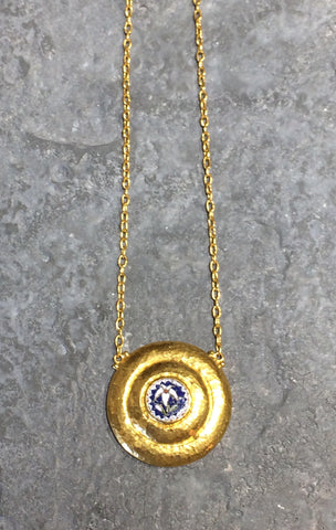 24k Gold One Of A Kind Floral Micro Mosaic Necklace