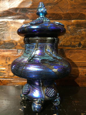 Spiral, Blue & Purple Iridescent Urn